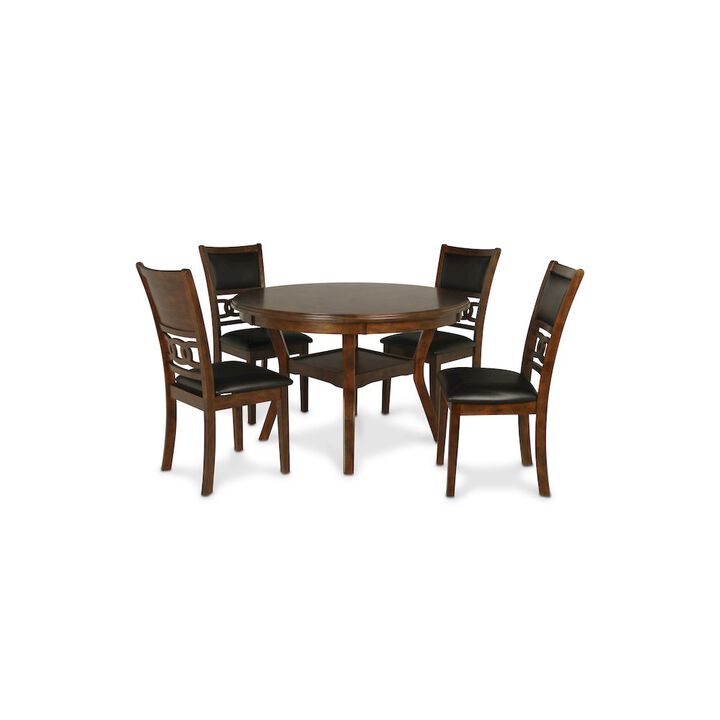 New Classic Furniture Gia 5-Piece 47 Wood Round Dining Set, Brown