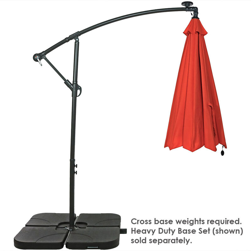 Sunnydaze 10 ft Solar Offset Steel Patio Umbrella with Crank