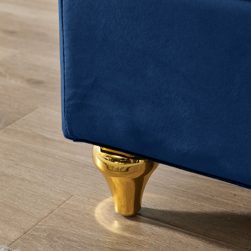 Modern Upholstery Chaise Lounge Chair With Storage Velvet (Navy Blue)