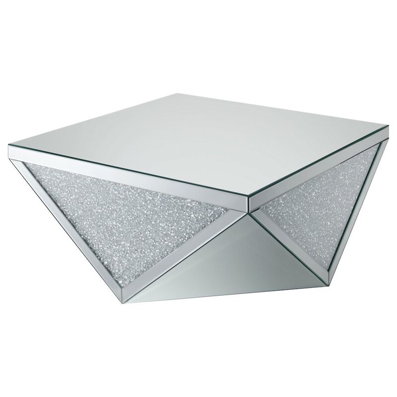 Coaster Co. of America Amore Square Mirrored Acrylic Crystal Coffee Table Silver