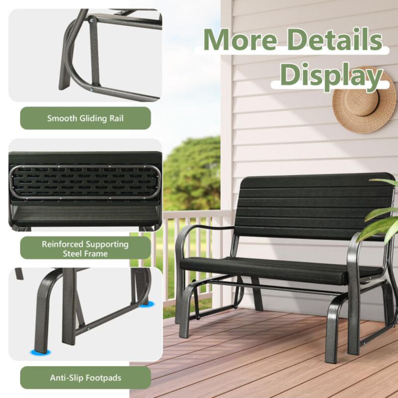 Hivvago 2-Seat Porch Glider with HDPE Back Seat and Steel Frame