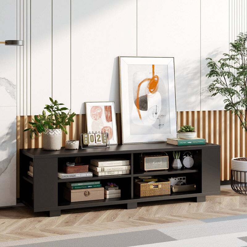 59 Inch Console Storage Entertainment Media Wood TV Stand