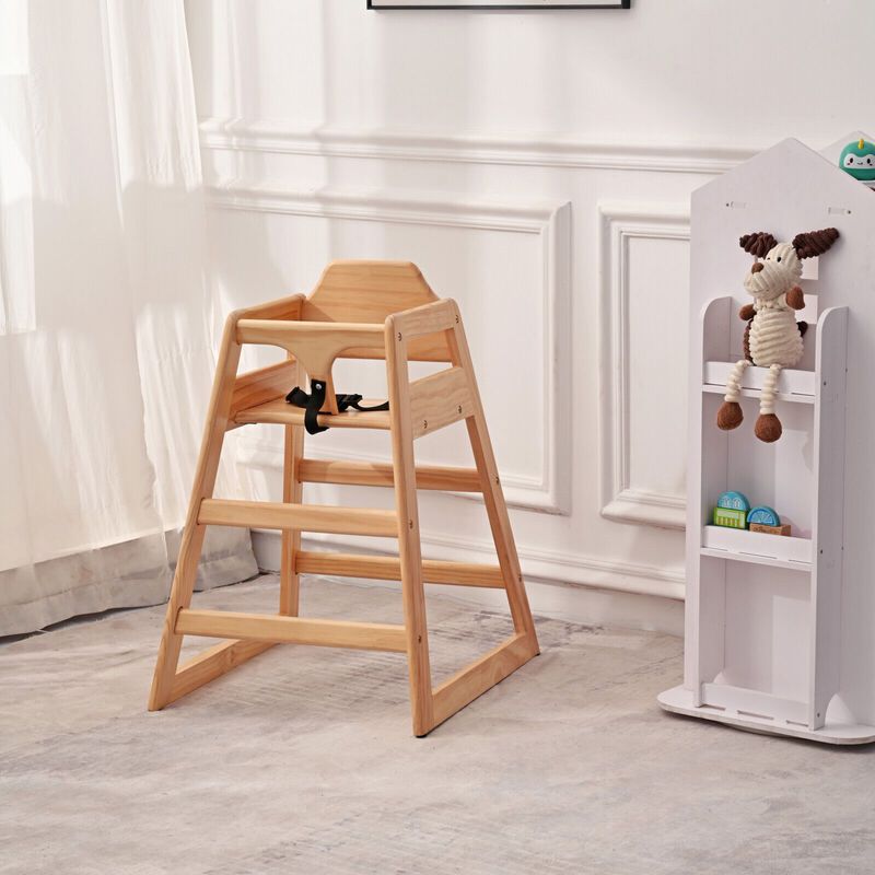 Sturdy Pine Wood Baby Chair with Adjustable Safety Straps