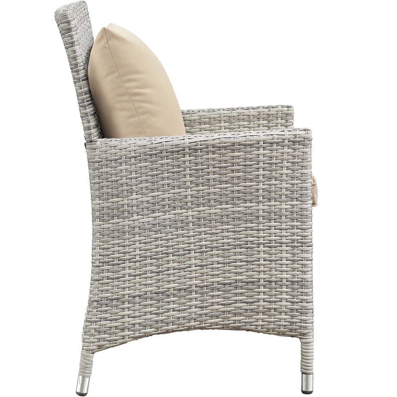 Bridge 4 Piece Outdoor Patio Patio Conversation Set with Pillow Set - Light Gray Beige