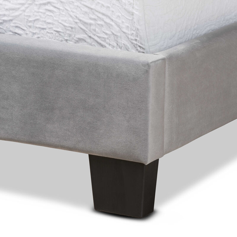 Baxton Studio Tamira Glam Navy Velvet Fabric Upholstered Twin Size Panel Bed