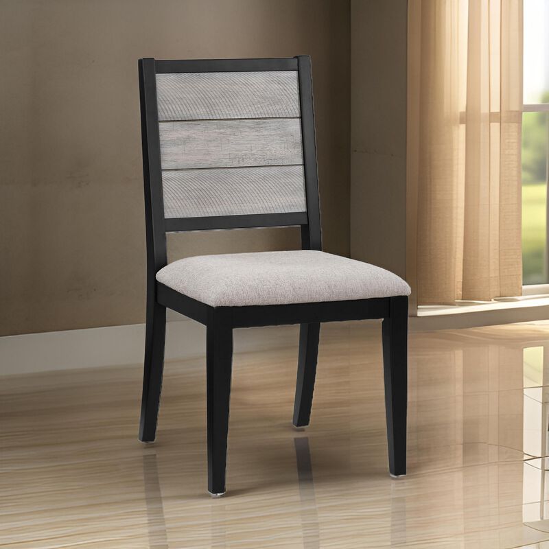 Elina 23 Inch Dining Chair, Set of 2, Plank Style Back, Gray Polyester - Benzara