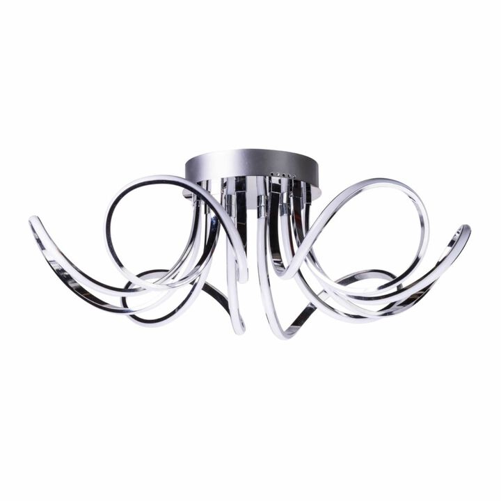 6 Petal Flower Dimmable Integrated LED Chrome Flush Chandelier