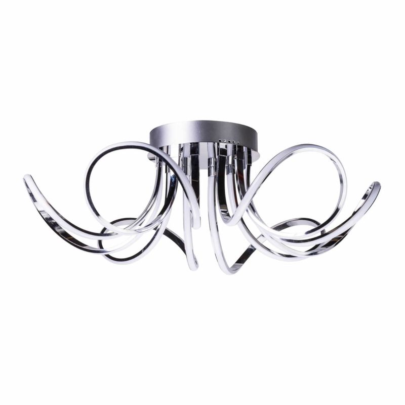 6 Petal Flower Dimmable Integrated LED Chrome Flush Chandelier