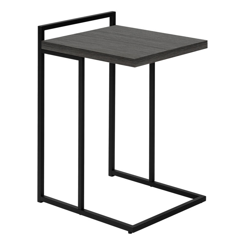 Monarch Specialties I 3634 Accent Table, C-shaped, End, Side, Snack, Living Room, Bedroom, Metal, Laminate, Grey, Black, Contemporary, Modern