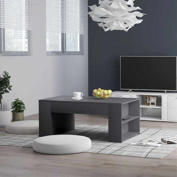 vidaXL Coffee Table Gray 39.4"x23.6"x16.5" Chipboard