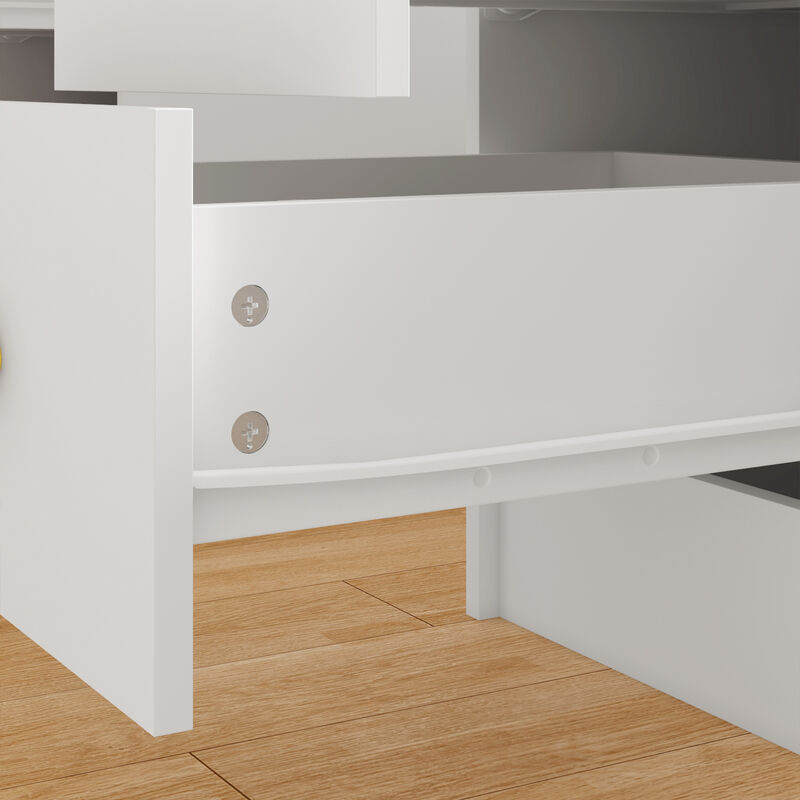 FUFU&GAGA Elegant Vanity Table with 9 Spacious Drawers and LED Mirror - 3 Lighting Modes (43.3”W x 19.7”D x 53.6”H),White