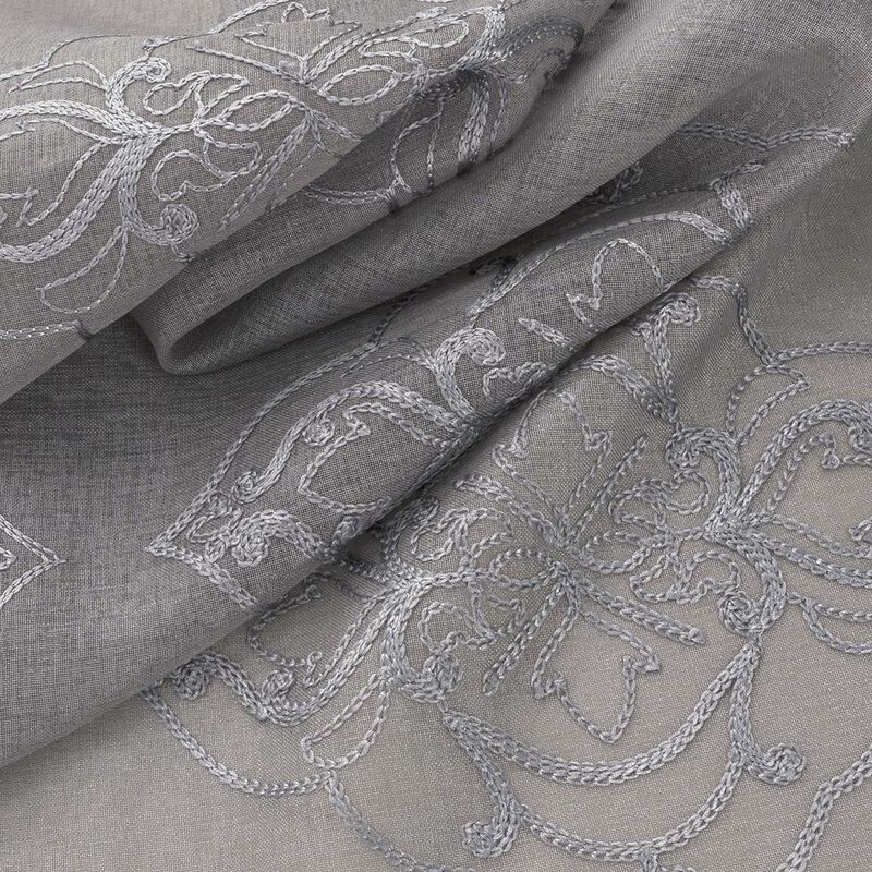RT Designers Collection Andrea Emb Metallic Doily Rod Pocket Room Darkening Curtain Panels for Bedroom 54" x 95" Charcoal