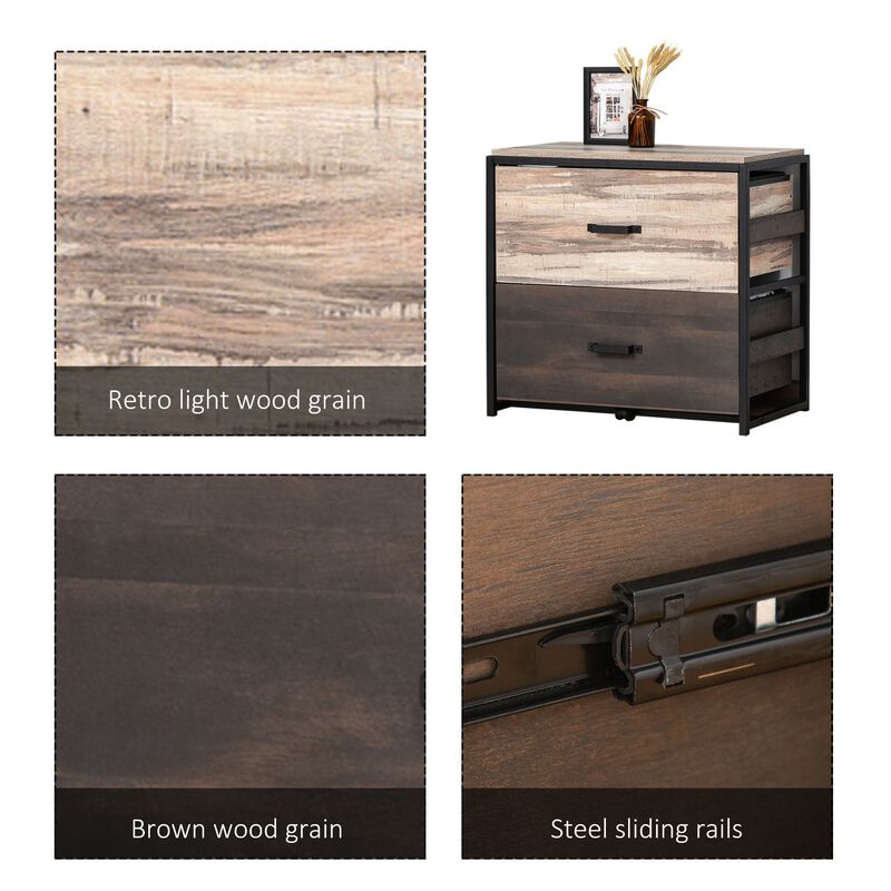 Brown/Black File Storage: 2-Drawer Office Cabinet with Adjustable Bars