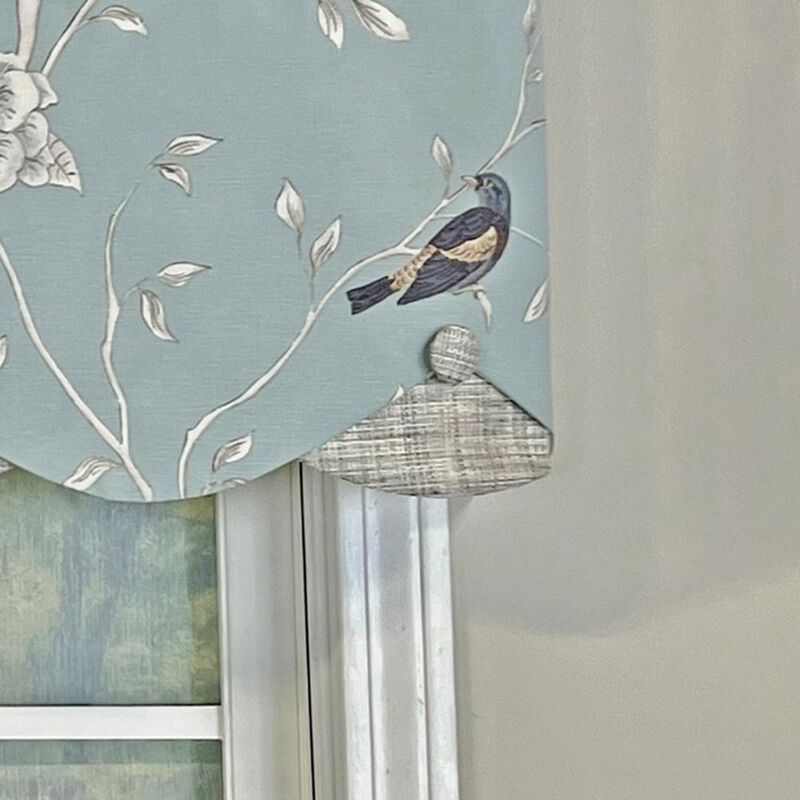 RLF Home Trend Bird Petticoat Valance Citrine. 3"Rod Pocket, Contrast Bottom fabric. Hand Made Buttons 50"W x 15"L