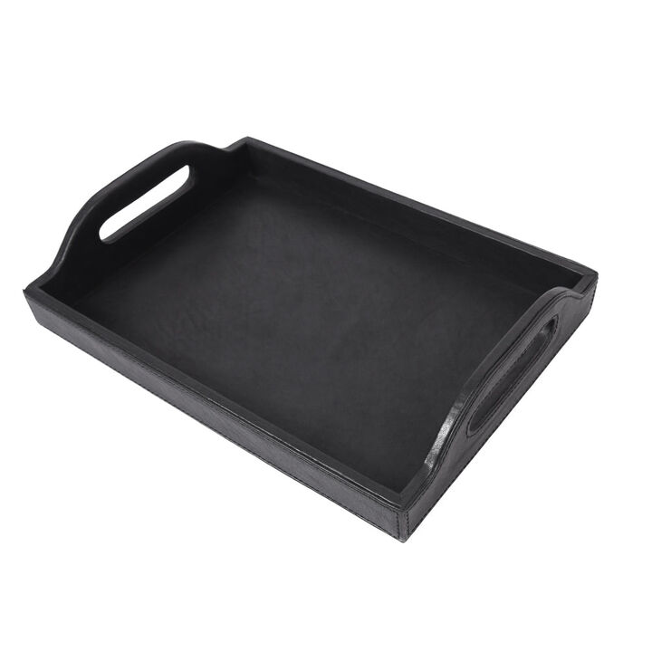 Ombra Leather Serving Tray - Black