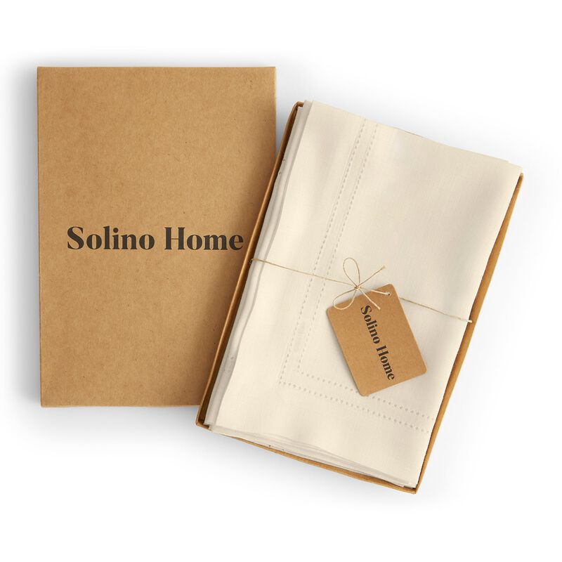 Solino Home 100% Pure Linen Double Hemstitch Dinner Napkins 20 x 20 Inch Set of 4