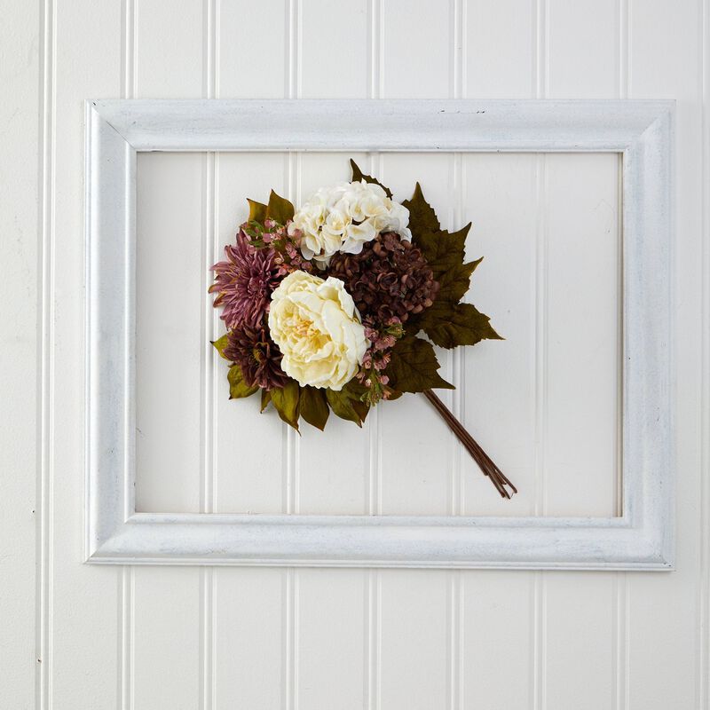 Nearly Natural 16-in Peony, Hydrangea and Dahlia Flower Bouquet (Set of 2)