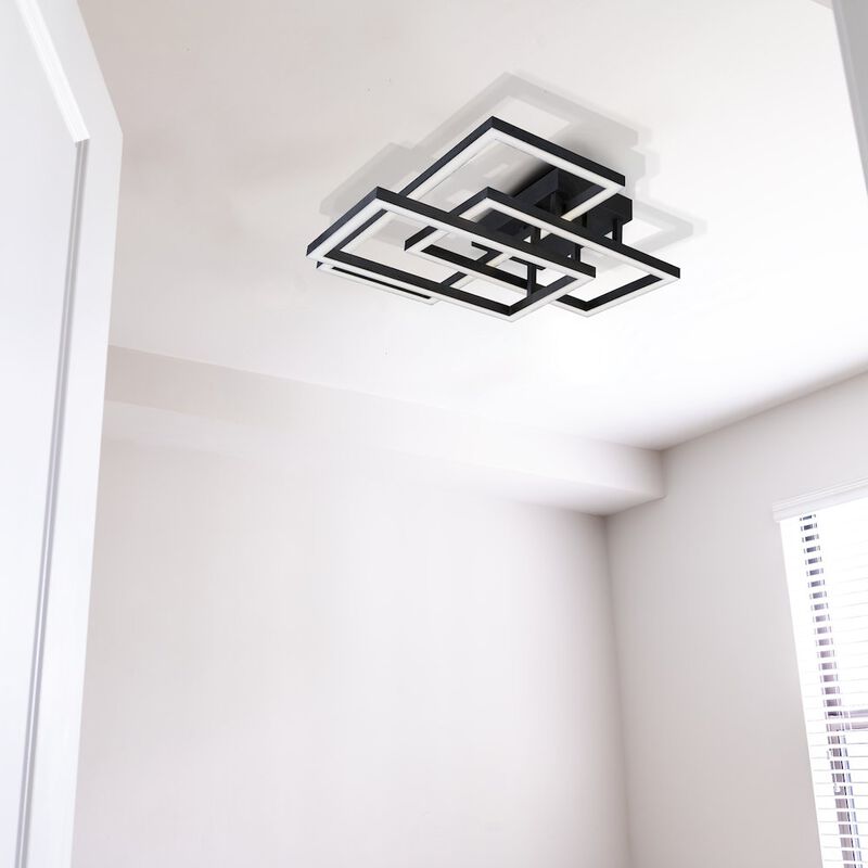 VONN Lighting Integrated LED Ceiling Lighting Rectangular Semi Flush in Black