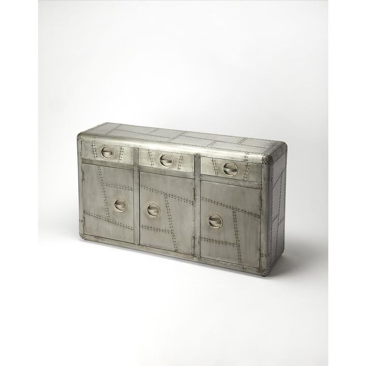 Butler Specialty Company Midway Aviator Metal Console Cabinet, Silver