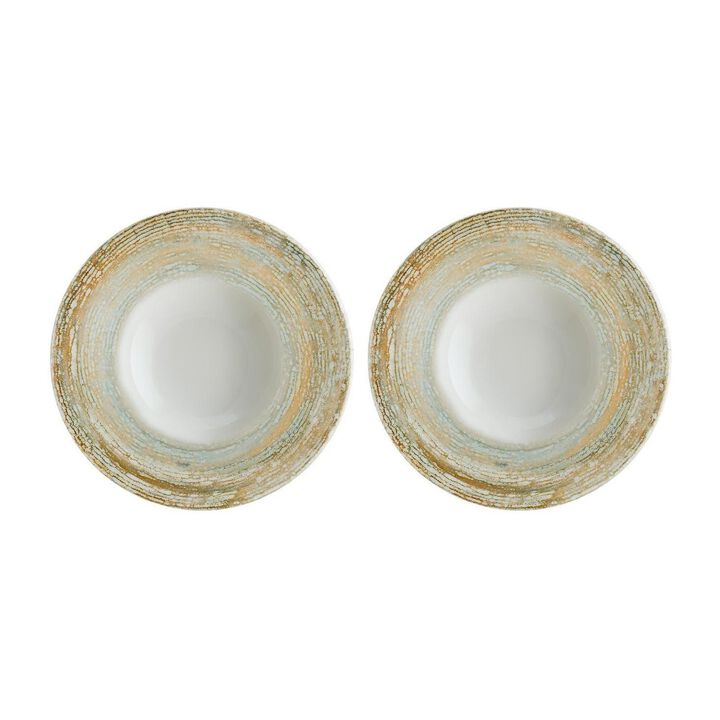 Patera dia.11" h:2.5" 14 oz. Round Decorated Porcelain Bowl (Set of 2)