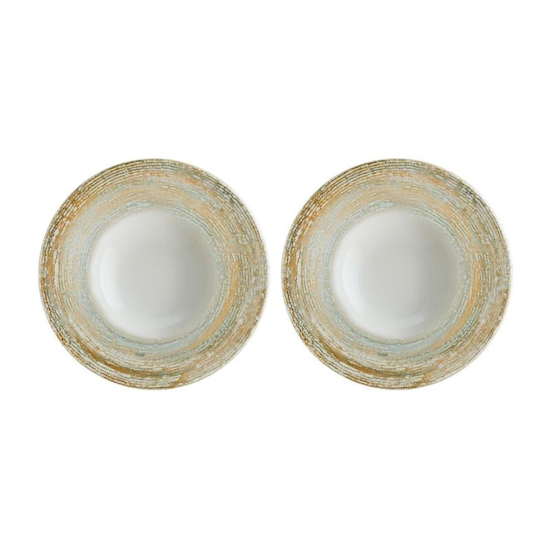 Patera dia.11" h:2.5" 14 oz. Round Decorated Porcelain Bowl (Set of 2)