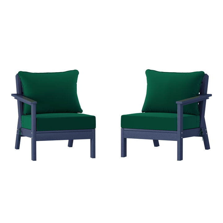 WestinTrends Outdoor Patio HDPE Loveseat Sofa with Patio Cushions