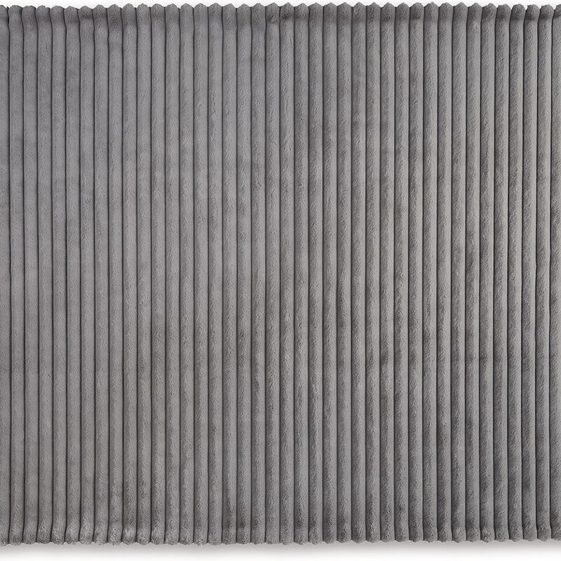 Visha Throw Blanket, Jacquard Faux Fur Stripes, Modern Gray Polyester - Benzara