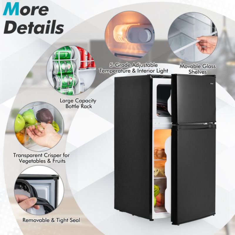 Costway 3.2 Cu. Ft Compact Mini Fridge with Adjustable Thermostat