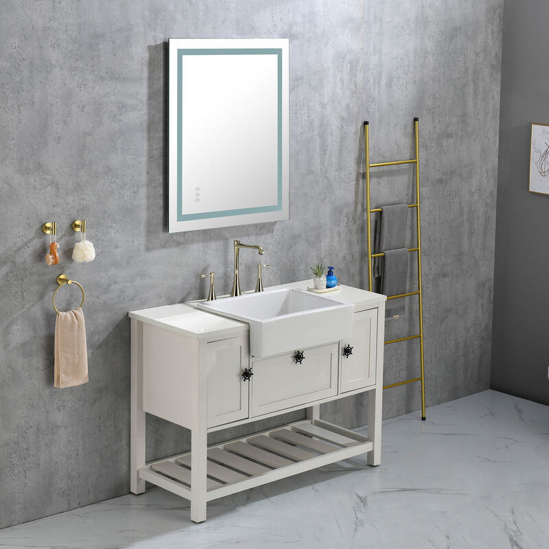 LED Bathroom Mirror with Frontlit and Backlit Modern Lighting for Clear Reflection and Ambient Glow