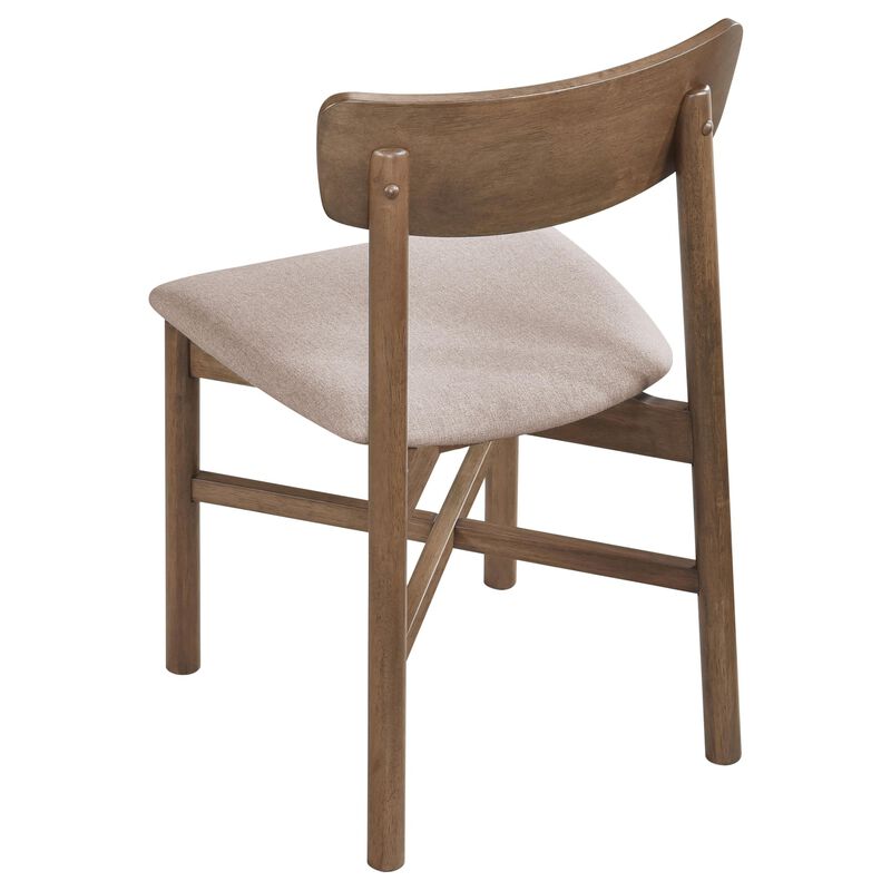 Rida Accent Dining Chair Set of 2, Gray Fabric, Dark Brown Hardwood - Benzara