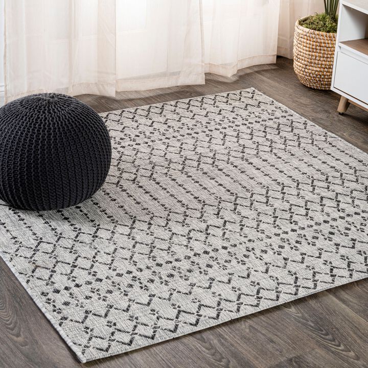 Ourika Moroccan Geometric Textured Weave Light Indoor/Outdoor Area Rug