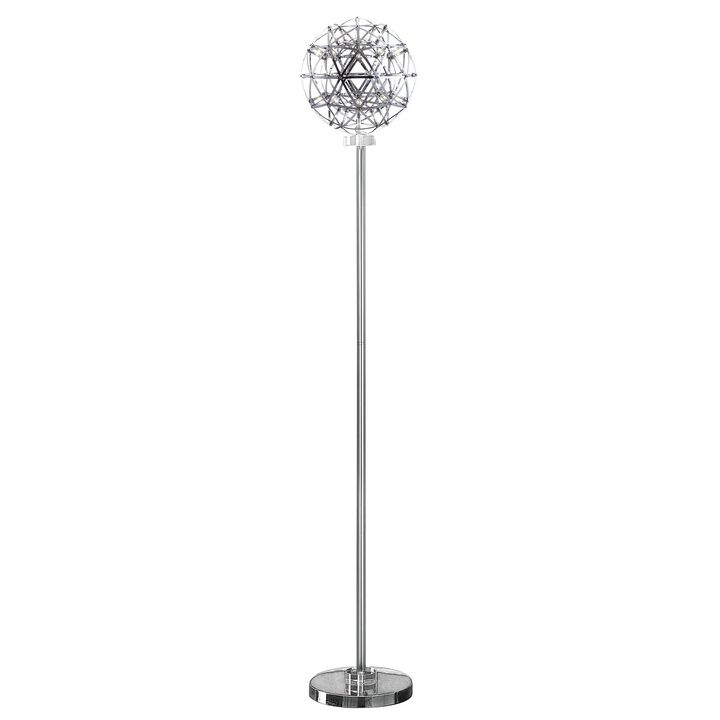 Cue 72 Inch Floor Lamp, Globe Shade, Nickel Metal Frame, Round Base-Benzara