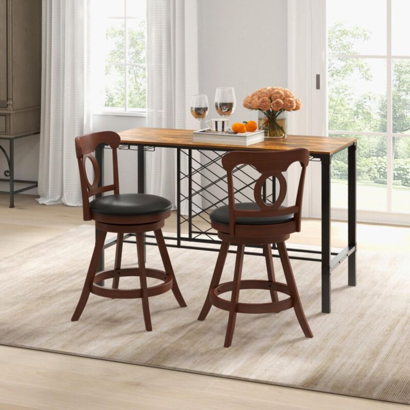 Hivvago Set of 2 24/30 Inch Swivel Bar Stools with Footrest