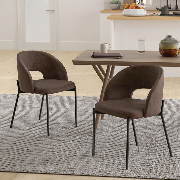 Dining Chair Set of 2 with High-density Sponge Cushion and PU Leather