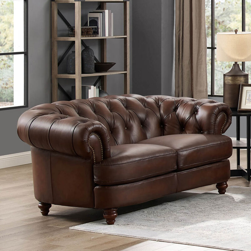 Newport Top Grain Leather Loveseat