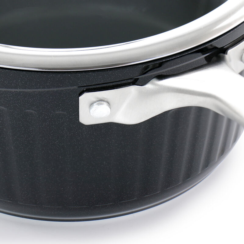 Kenmore Logan 10 Piece Aluminum Nonstick Cookware Set in Black with Wood Utensils