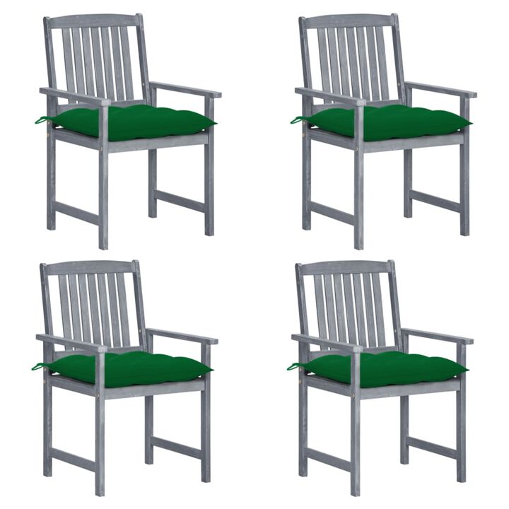 vidaXL Director's Chairs with Cushions 4 pcs Gray Solid Acacia Wood