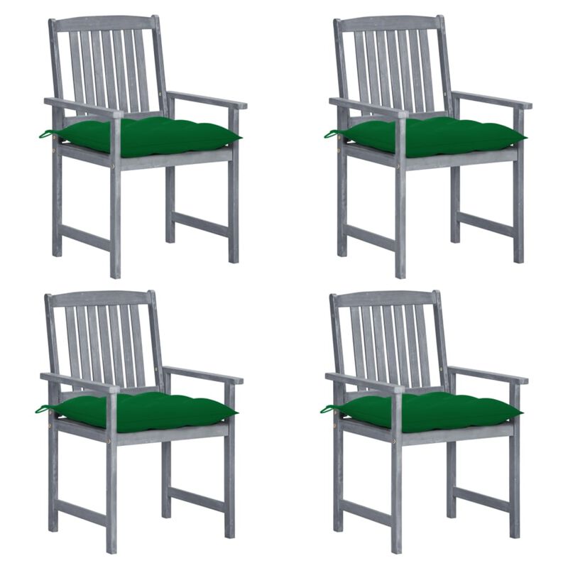 vidaXL Director's Chairs with Cushions 4 pcs Gray Solid Acacia Wood