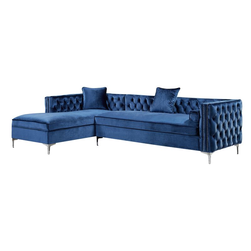 Inspired Home Clarinda Velvet Left Facing Chaise Sectional Sofa
