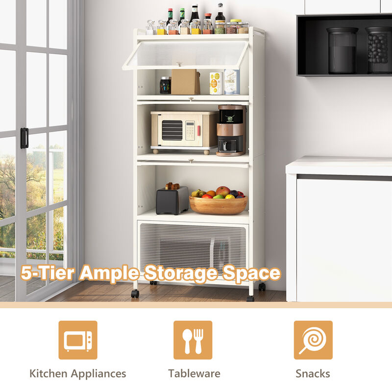 5-Tier Kitchen Baker's Rack with Flip-up PC Doors