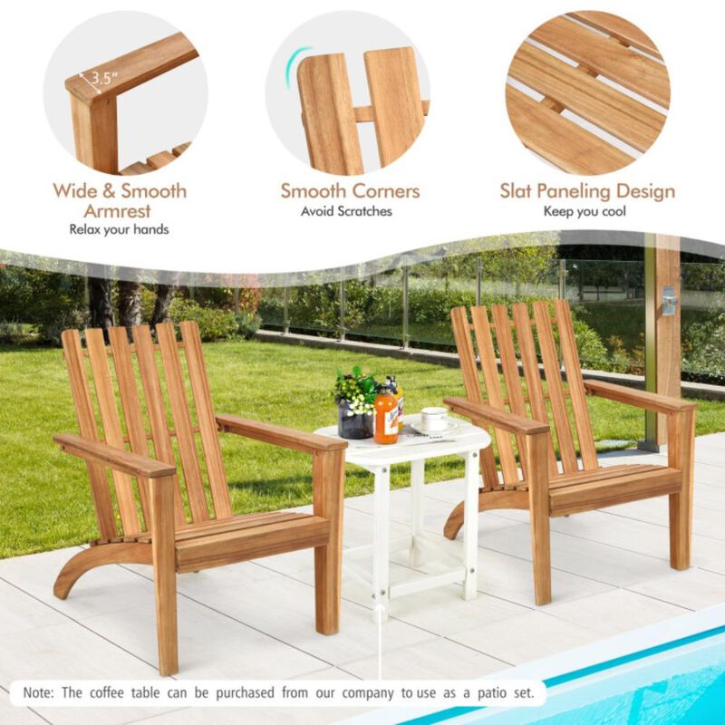 Hivvago Outdoor Durable Patio Acacia Wood Adirondack Lounge Armchair