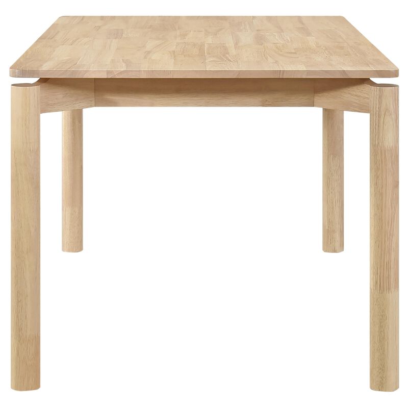 Rida Dining Table, White Washed Hardwood, Rectangular 59 Inch Top - Benzara