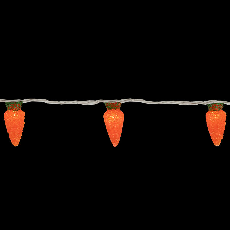 10-Count Orange Carrot Easter String Light Set  7.25ft White Wire