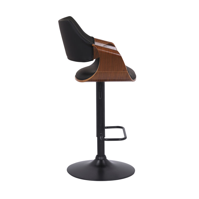 Aspen Adjustable Swivel Faux Leather and Wood Bar Stool