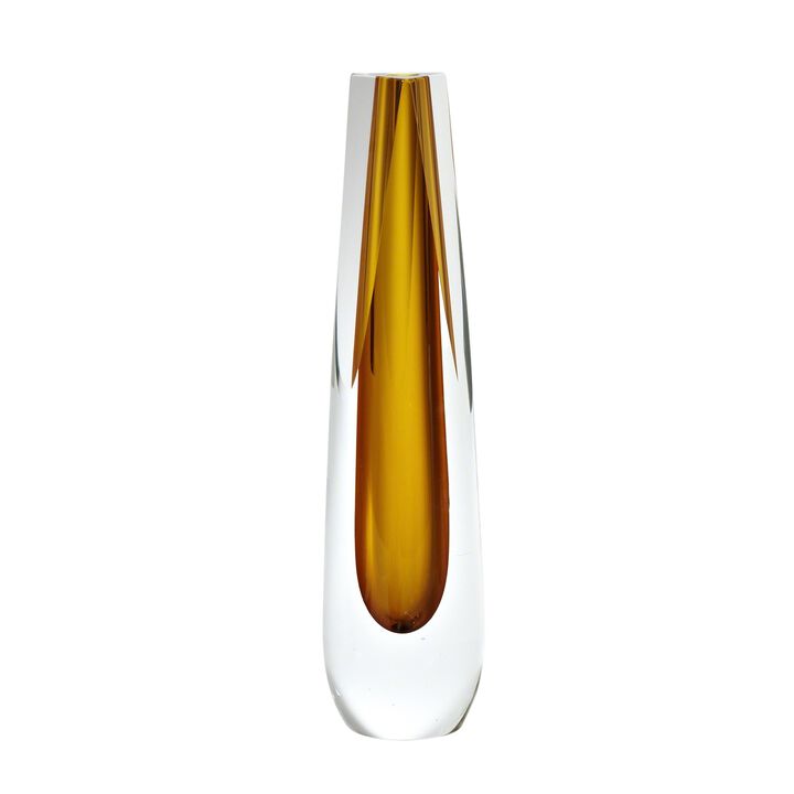 Triangle Cut Glass Bronze Vase