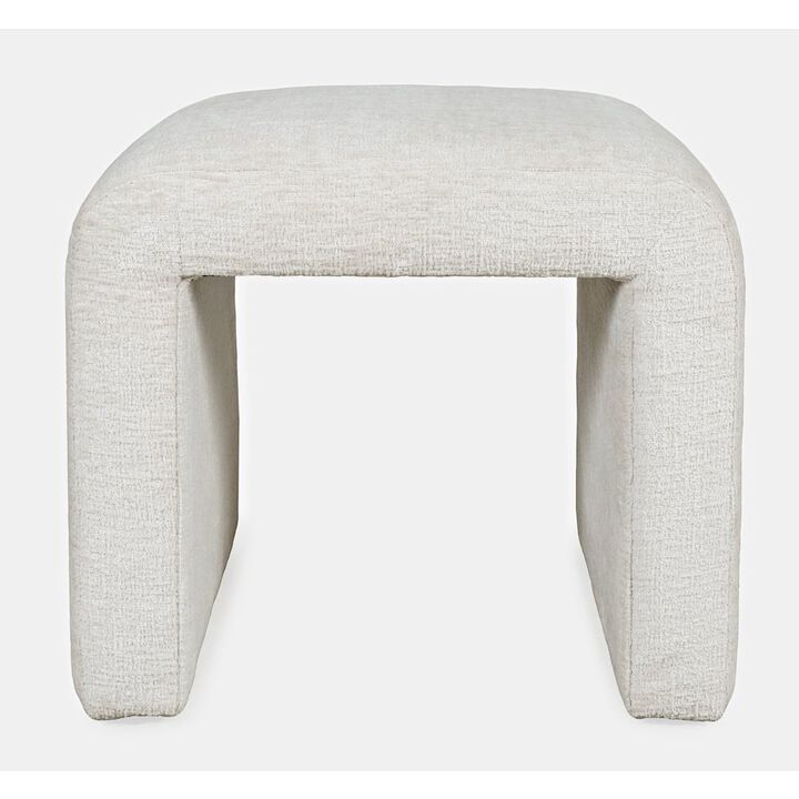 Jofran Luxury Curved Upholstered Waterfall Jacquard Petite Ottoman Bench - Set of 2