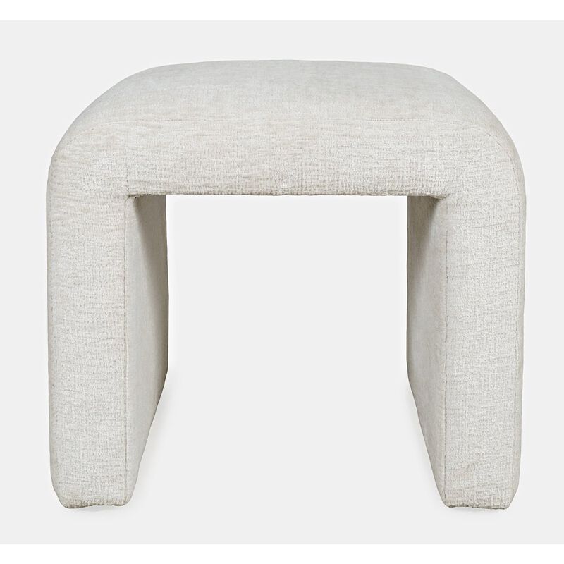 Jofran Luxury Curved Upholstered Waterfall Jacquard Petite Ottoman Bench - Set of 2