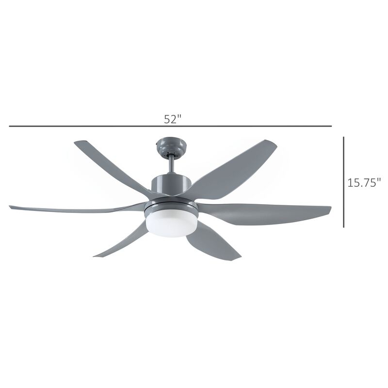Grey Ceiling Illumination: 52" Fan with LED Light and Remote
