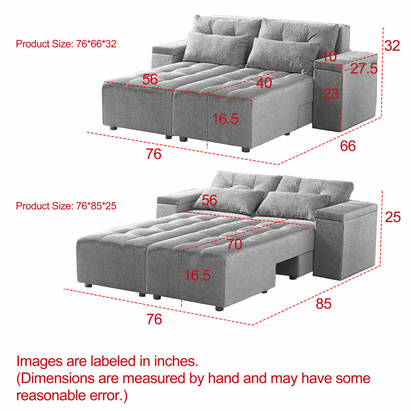 Merax Convertible 3 in 1 Sleeper Sectional Sofa