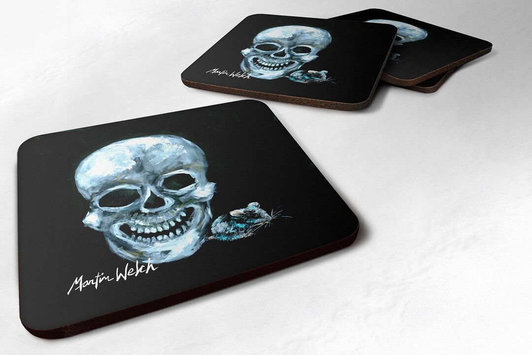 Caroline's Treasures MW1106FC Ekk A Meece Skull and Mouse Foam Coasters (Set of 4), 3.5 H x 3.5 W, Multicolor